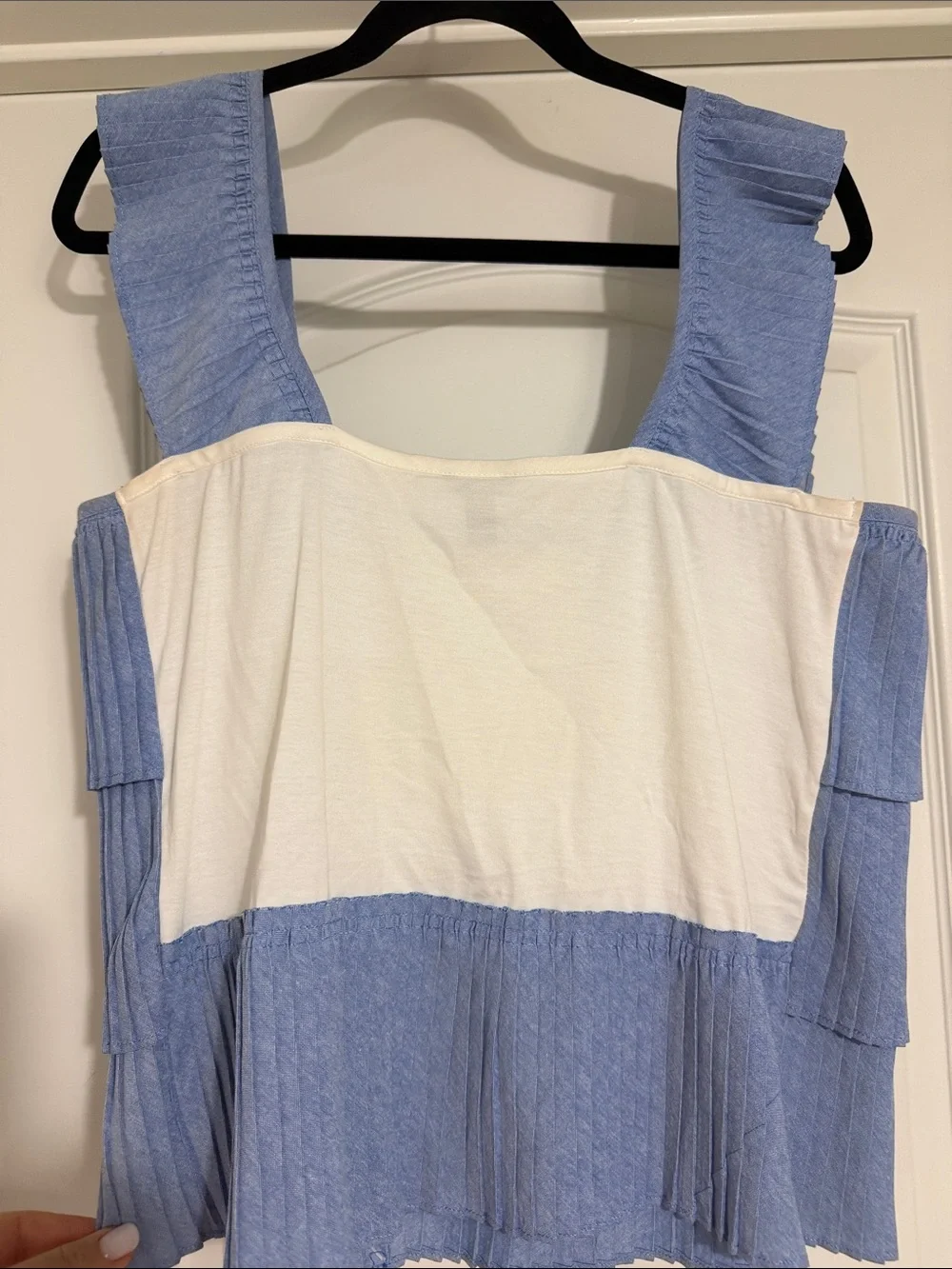 J. Crew pleated Layered Light Blue Women's Tank Top ruffle blouse size M used